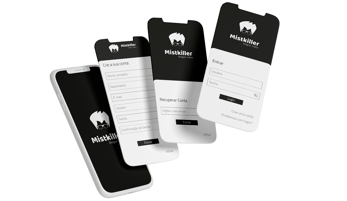 Projeto Mistkiller Aplicativo UI UX Smartphone